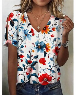 Foto 2 | Foto 2 | Blusa Hotyd Boho Con Estampado Floral Con Cuello En V Y Hombros Descubiertos Para Mujer - Venta Internacional.