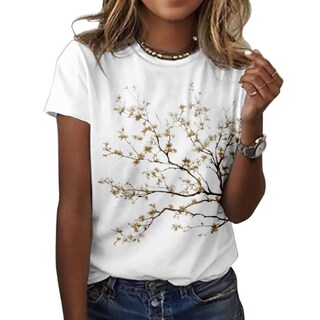 Foto 1 | Foto 1 | Camiseta Zocania Para Mujer Estilo Casual Mezcla De Algodón Y Estampado Floral - Venta Internacional.