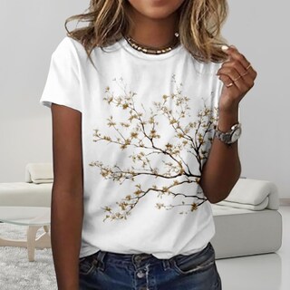 Foto 2 | Foto 2 | Camiseta Zocania Para Mujer Estilo Casual Mezcla De Algodón Y Estampado Floral - Venta Internacional.