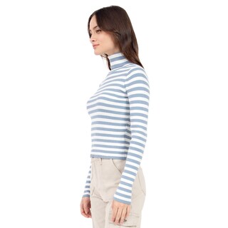 Foto 2 | Foto 2 | Playera Quarry a Rayas con Cuello Alto Azul para Mujer