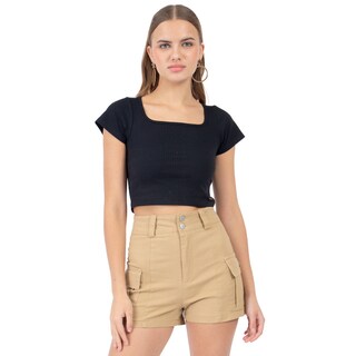 Foto 1 | Foto 1 | Playera Cuello Abierto Manga Corta Para Mujer Quarry Color Negro