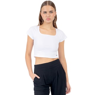 Foto 1 | Foto 1 | Playera Cuello Abierto Manga Corta Para Mujer Quarry Color Blanco