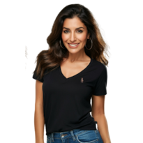 Playera HPC Polo Cuello V Negro para Mujer