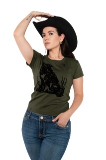 Foto 7 | Foto 7 | Playera Yellowstone Lobo Terciopelo Verde Militar