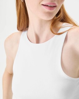 Foto 5 | Foto 5 | Camiseta Sin Mangas Florence By Mills Con Cuello Alto Y Lados Brillantes, Blanca - Venta Internacional.