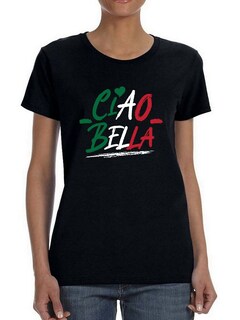 Foto 1 | Foto 1 | Playera Smartprintsink color Negro para Mujer Italia Adiós Bella!