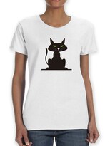 Playera Smartprintsink para Mujer - Ilustración Gatito Negro
