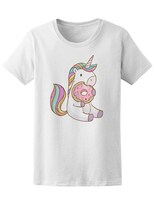 Playera Smartprintsink Mujer con Diseño de Unicornio Comiendo Dona de Fresa
