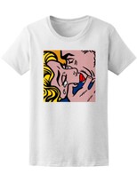 Playera Smartprintsink Mujer Arte Pop Pareja en Abrazo color Blanco