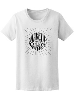 Foto 1 | Foto 1 | Playera Smartprintsink para Mujer Diseño Despierta y Sonríe color Blanco