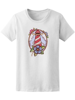 Foto 1 | Foto 1 | Playera Smartprintsink Mujer Faro con Flores a Color color Blanco