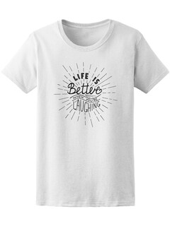 Foto 1 | Foto 1 | Playera Mujer la Vida es Mejor cuando Ries Smartprintsink Blanco