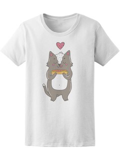 Foto 1 | Foto 1 | Playera Smartprintsink para Mujer Ilustración Gato con Hotdog
