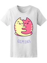 Playera Smartprintsink color Blanco para Mujer Géminis Gatito