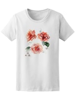 Playera Smartprintsink color Blanco para Mujer Ilustración Rosas y Perlas