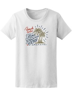 Foto 1 | Foto 1 | Playera Smartprintsink para Mujer La Playa Es Genial Ilustración De Playa Con Palmeras