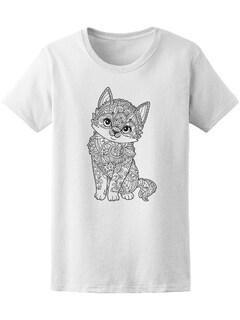Foto 1 | Foto 1 | Playera Smartprintsink color Blanco para Mujer Gato con Mandala