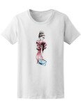 Playera Smartprintsink Mujer Ilustración Chica con Vestido Rosa