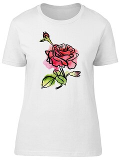 Foto 1 | Foto 1 | Playera Smartprintsink Mujer Acuarelas Rosa Roja Con Hojas