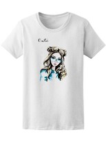 Playera Smartprintsink Mujer Ilustración con Cabello en Moños y Lentes