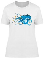 Playera Smartprintsink Mujer Acuarelas/ Pulpo Con Mariposas