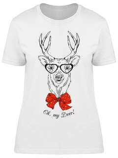 Foto 1 | Foto 1 | Playera Smartprintsink Mujer Ilustración/ Ciervo Con Corbatín Y Lentes
