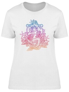 Foto 1 | Foto 1 | Playera Smartprintsink Mujer Sirena Con Ancla Y Corales A Colores