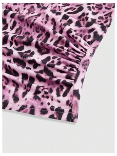 Foto 5 | Foto 5 | Top Corto Wdirara Con Estampado De Leopardo Y Cuello Halter Fruncido Para Mujer - Venta Internacional.