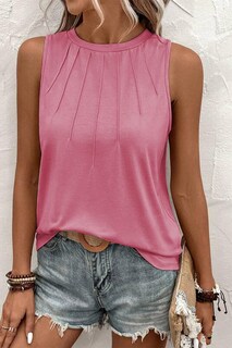 Foto 7 | Foto 7 | Camiseta Sin Mangas Blencot Para Mujer, Cuello Redondo, Fruncida, De Verano, Rosa - Venta Internacional.