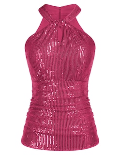 Foto 1 | Foto 1 | Camiseta Sin Mangas Con Lentejuelas Grace Karin Para Mujer, Gargantilla Sin Mangas, Plateada - Venta Internacional.