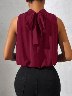 Foto 2 | Foto 2 | Top Corto Soly Hux Para Mujer, Cuello Alto, Cuello Alto, Color Burdeos, Talla M - Venta Internacional.