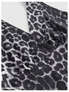 Foto 4 | Foto 4 | Top Corto Wdirara Con Estampado De Leopardo Y Cuello Halter Fruncido Para Mujer - Venta Internacional.