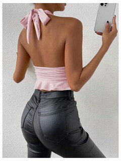 Foto 2 | Foto 2 | Top Corto Soly Hux Para Mujer, Sexy, Cuello En V Profundo, Rosa Claro - Venta Internacional.