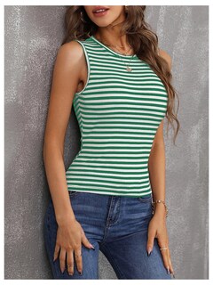 Foto 3 | Foto 3 | Camiseta Sin Mangas Soly Hux Para Mujer, A Rayas, Sin Mangas, Acanalado, Verde - Venta Internacional.