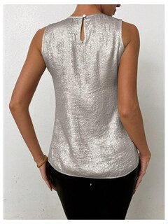 Foto 2 | Foto 2 | Camiseta Sin Mangas Soly Hux Metálica Con Cuello Redondo Para Mujer, Plateada - Venta Internacional.