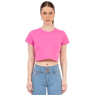 Foto 1 | Foto 1 | Playera Crop Básica Manga Corta Para Mujer Quarry Color Rosa Chicle