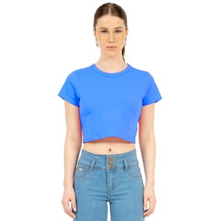 Foto 1 | Foto 1 | Playera Crop Básica Manga Corta Para Mujer Quarry Color Azul