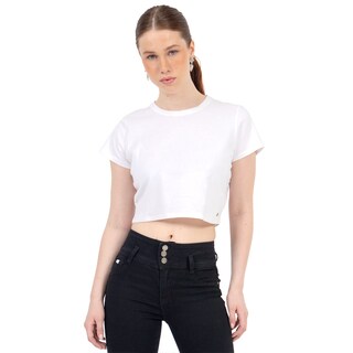 Foto 1 | Foto 1 | Playera Crop Básica Manga Corta Para Mujer Quarry Color Blanco