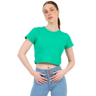 Foto 1 | Foto 1 | Playera Crop Básica Manga Corta Para Mujer Quarry Color Verde