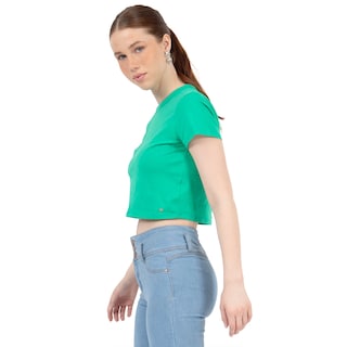 Foto 2 | Foto 2 | Playera Crop Básica Manga Corta Para Mujer Quarry Color Verde