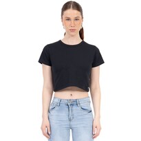 Playera Crop Básica Manga Corta Para Mujer Quarry Color Negro