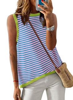 Foto 1 | Foto 1 | Camiseta Sin Mangas Dokotoo Summer Para Mujer Casual De Punto Verde A Rayas - Venta Internacional.