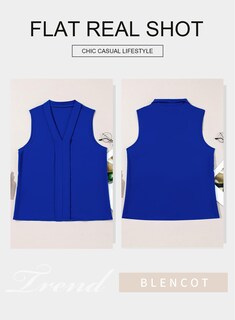 Foto 4 | Foto 4 | Camiseta Sin Mangas Blencot Summer Para Mujer, Cuello En V, Gasa, Azul Oscuro, L - Venta Internacional.