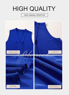 Foto 5 | Foto 5 | Camiseta Sin Mangas Blencot Summer Para Mujer, Cuello En V, Gasa, Azul Oscuro, L - Venta Internacional.