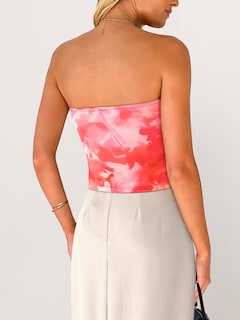 Foto 5 | Foto 5 | Top Redondo Mascomoda Para Mujer 2025 Con Estampado Floral Fruncido Naranja Claro - Venta Internacional.