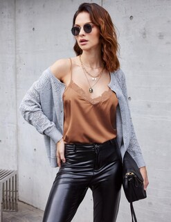 Foto 3 | Foto 3 | Cami Top Ekouaer Para Mujer, Satén De Seda, Cuello En V Y Correa Fina - Venta Internacional.