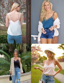 Foto 5 | Foto 5 | Cami Top Ekouaer Para Mujer, Satén De Seda, Cuello En V Y Correa Fina - Venta Internacional.