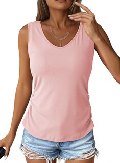 Foto 1 | Foto 1 | Camiseta Sin Mangas Dokotoo Para Mujer Con Cuello En V Y Sujetador Incorporado, Color Rosa, Talla L - Venta Internacional.