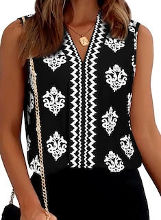 Foto 1 | Foto 1 | Camiseta Sin Mangas Blencot De Chifón Con Cuello En V Y Estampado Floral Para Mujer, Color Negro - Venta Internacional.