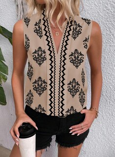 Foto 2 | Foto 2 | Camiseta Sin Mangas Blencot Para Mujer Con Estampado Floral De Chifón, Color Caqui, Talla L - Venta Internacional.